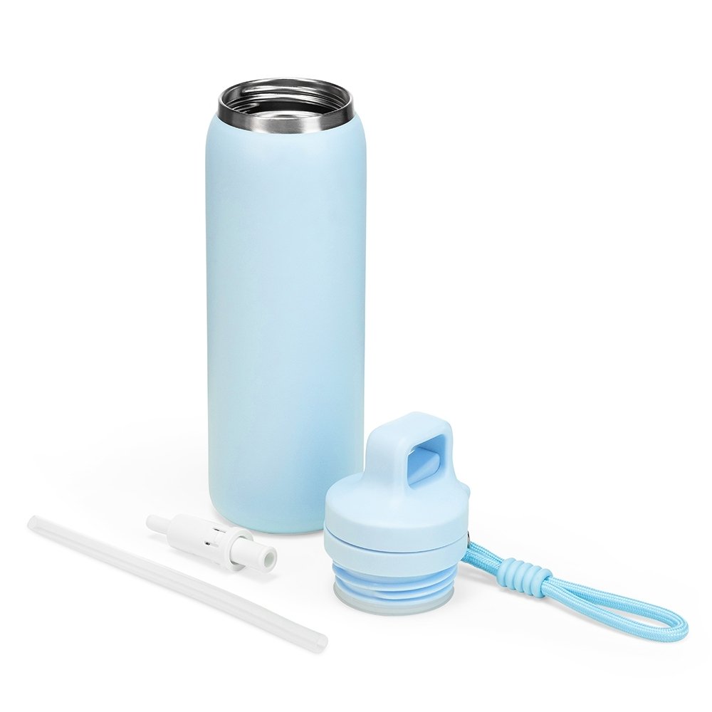 Garrafa Térmica Personalizável 600 ml em Inox com Canudo e Mosquetão com Tampa - Imagem 12