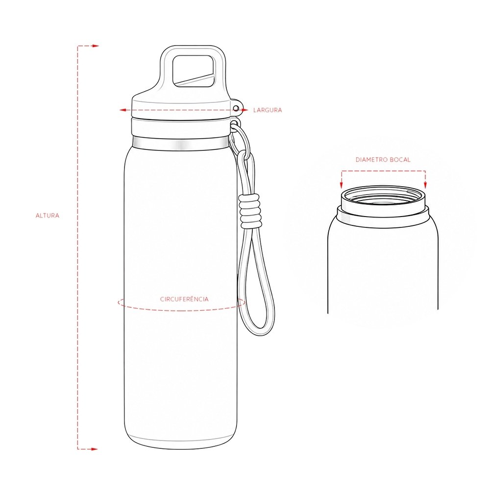 Garrafa Térmica Personalizável 600 ml em Inox com Canudo e Mosquetão com Tampa - Imagem 15