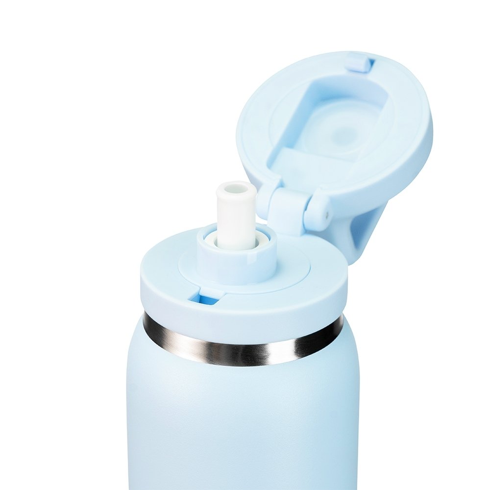 Garrafa Térmica Personalizável 600 ml em Inox com Canudo e Mosquetão com Tampa - Imagem 7