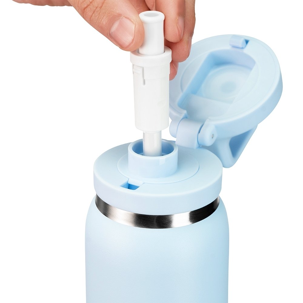 Garrafa Térmica Personalizável 600 ml em Inox com Canudo e Mosquetão com Tampa - Imagem 8